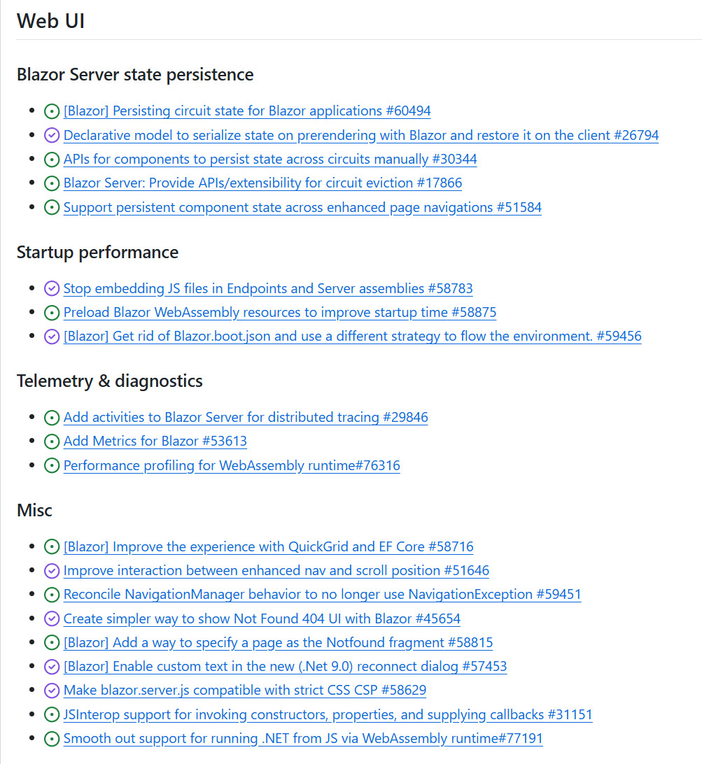 Übersicht geplanter Verbesserungen für Blazor: bessere State-Persistence, schnellere Ladezeiten, erweitertes Tracing