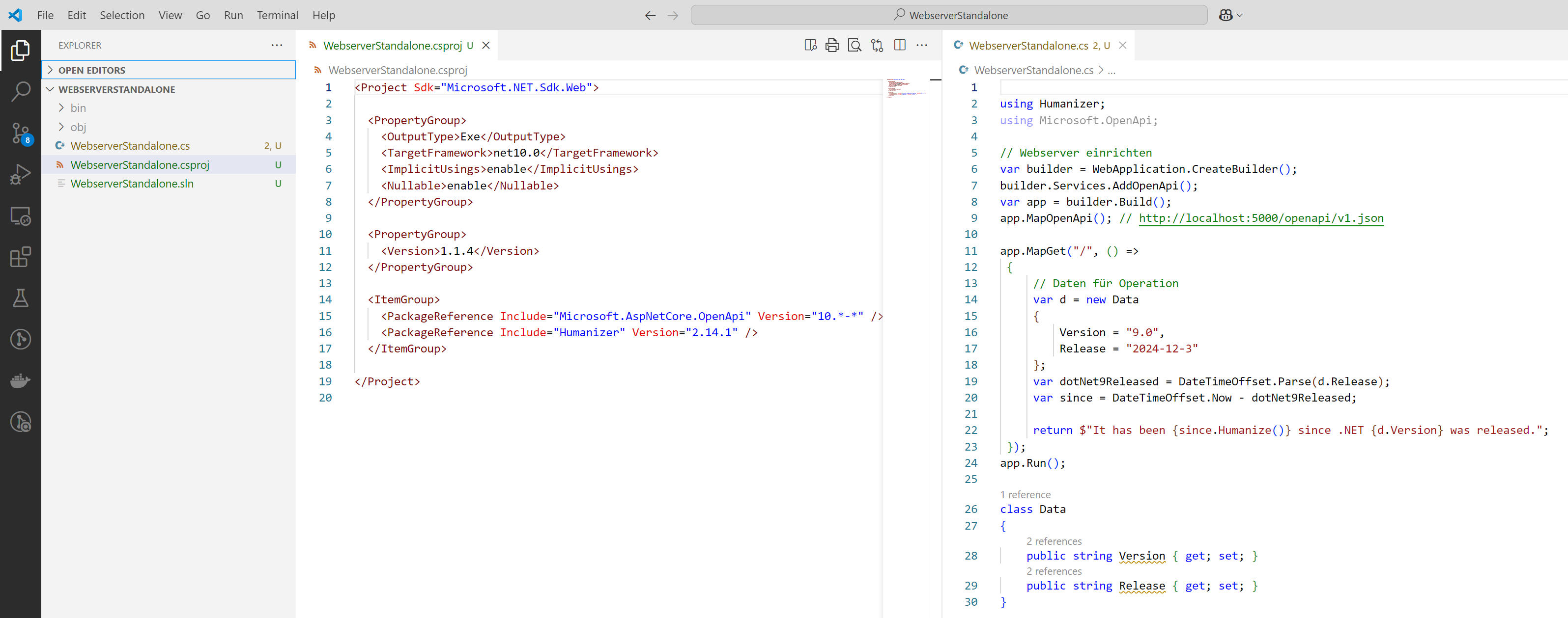Konsolen-Ausgabe eines eigenständigen C#-Skripts unter .NET 10.0 Preview in Visual Studio Code