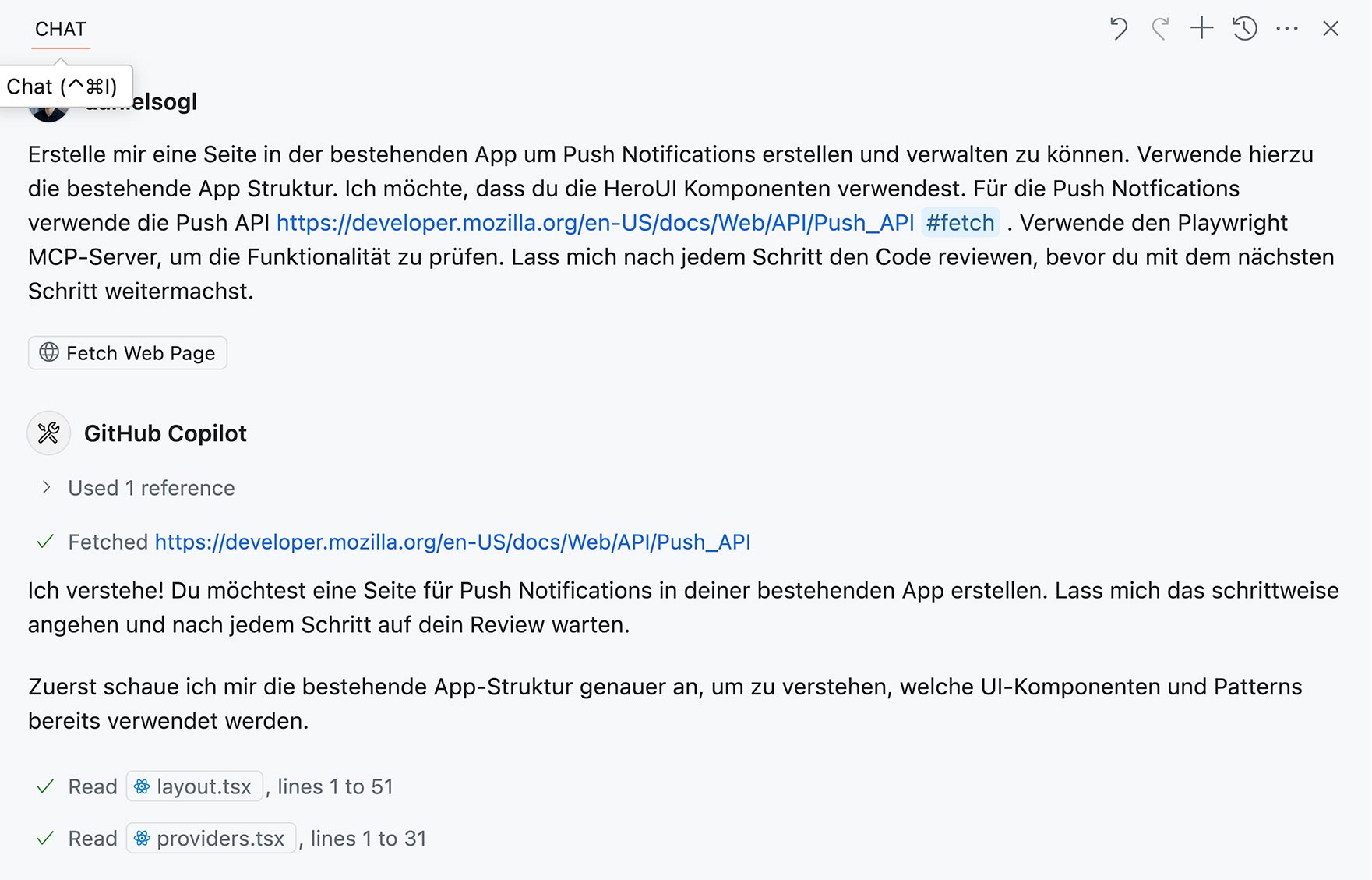 Copilot Agent Mode in Visual Studio Code mit Beispiel für automatisierten Chat-Workflow