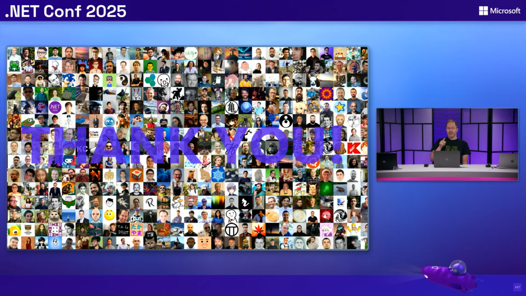 Scott Hanselman bedankt sich in der Keynote der .NET Conf 2025 bei der Community für ihre Beiträge zu .NET 10.0.
