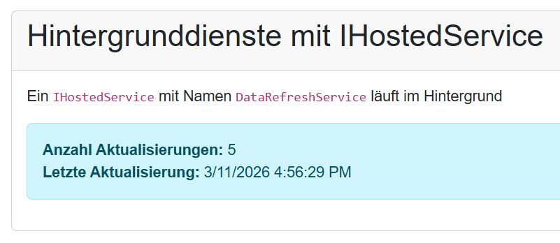 Blazor Web Worker Demo mit laufendem Zähler und Hintergrundverarbeitung großer Datenmengen